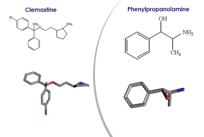 clemastine, phenylpropanolamine